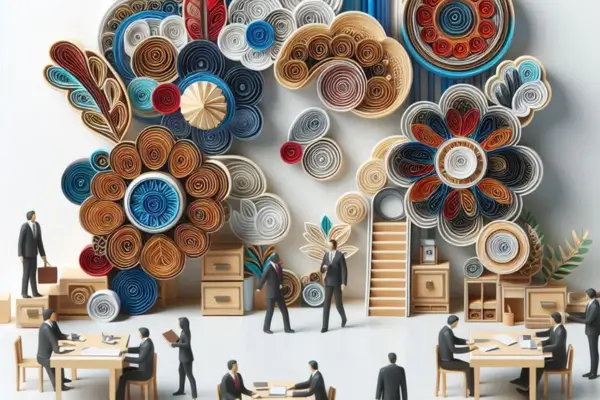 Ambientes Corporativos Decorados em Quilling com Efeitos Camadas 3D