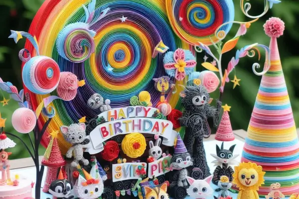 Decoração em Quilling para Aniversários de Crianças com Temas Animados em Festas ao Ar Livre