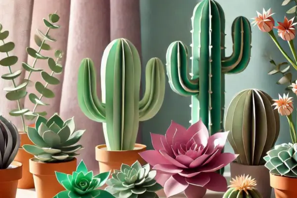 Como Criar Cactos e Suculentas de Papel para Decoração de Interiores